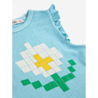 Bobo Choses Light Blue Pixel Daisy Ruffled Top