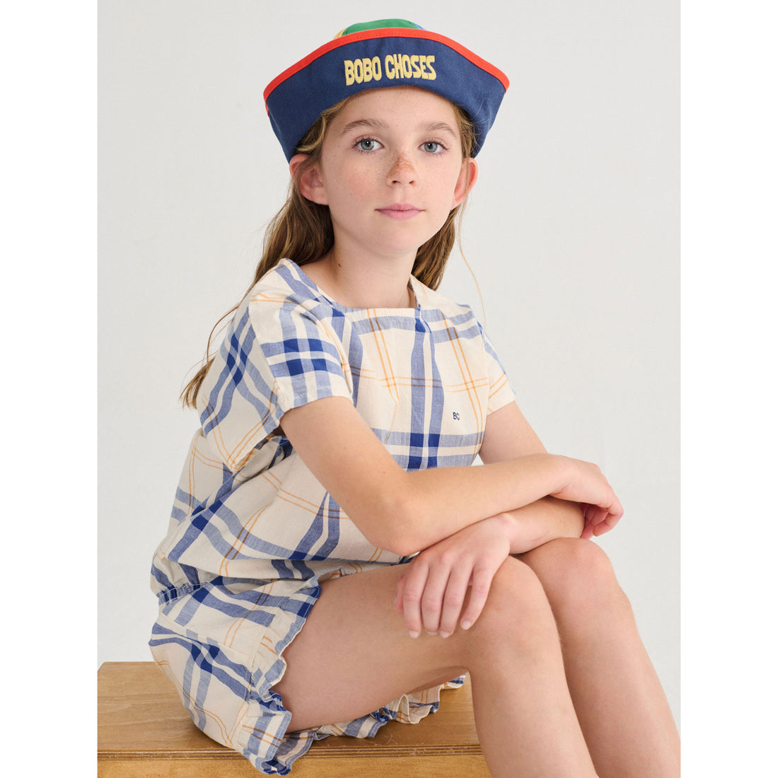 Bobo Choses Off White Fun Tartan Woven Top