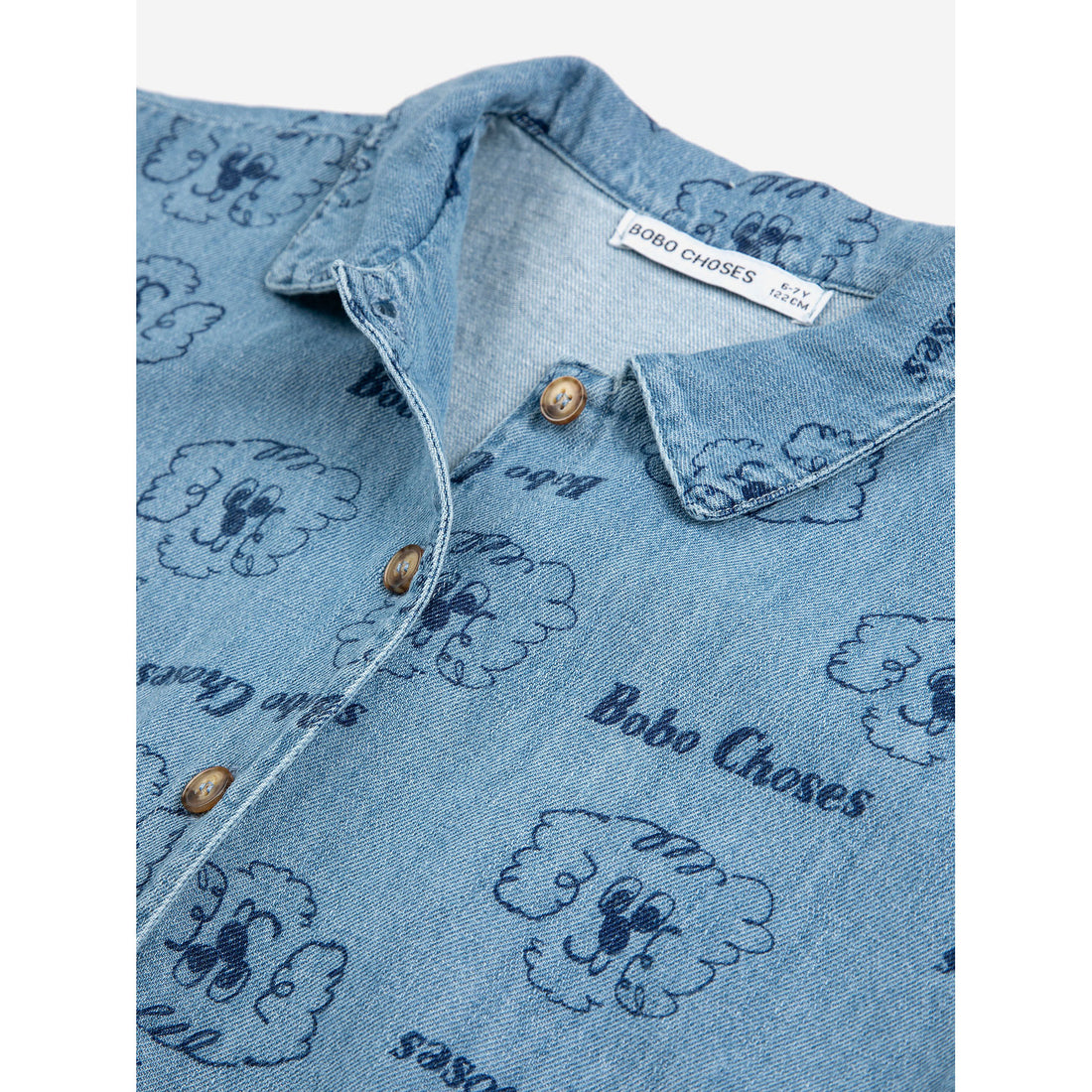 Bobo Choses Prussian Blue Dog All Over Denim Shirt
