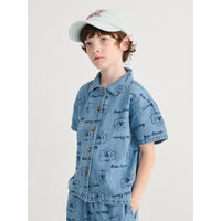 Bobo Choses Prussian Blue Dog All Over Denim Shirt