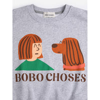 Bobo Choses Heather Grey Friends In A Pickle Sweatshirt