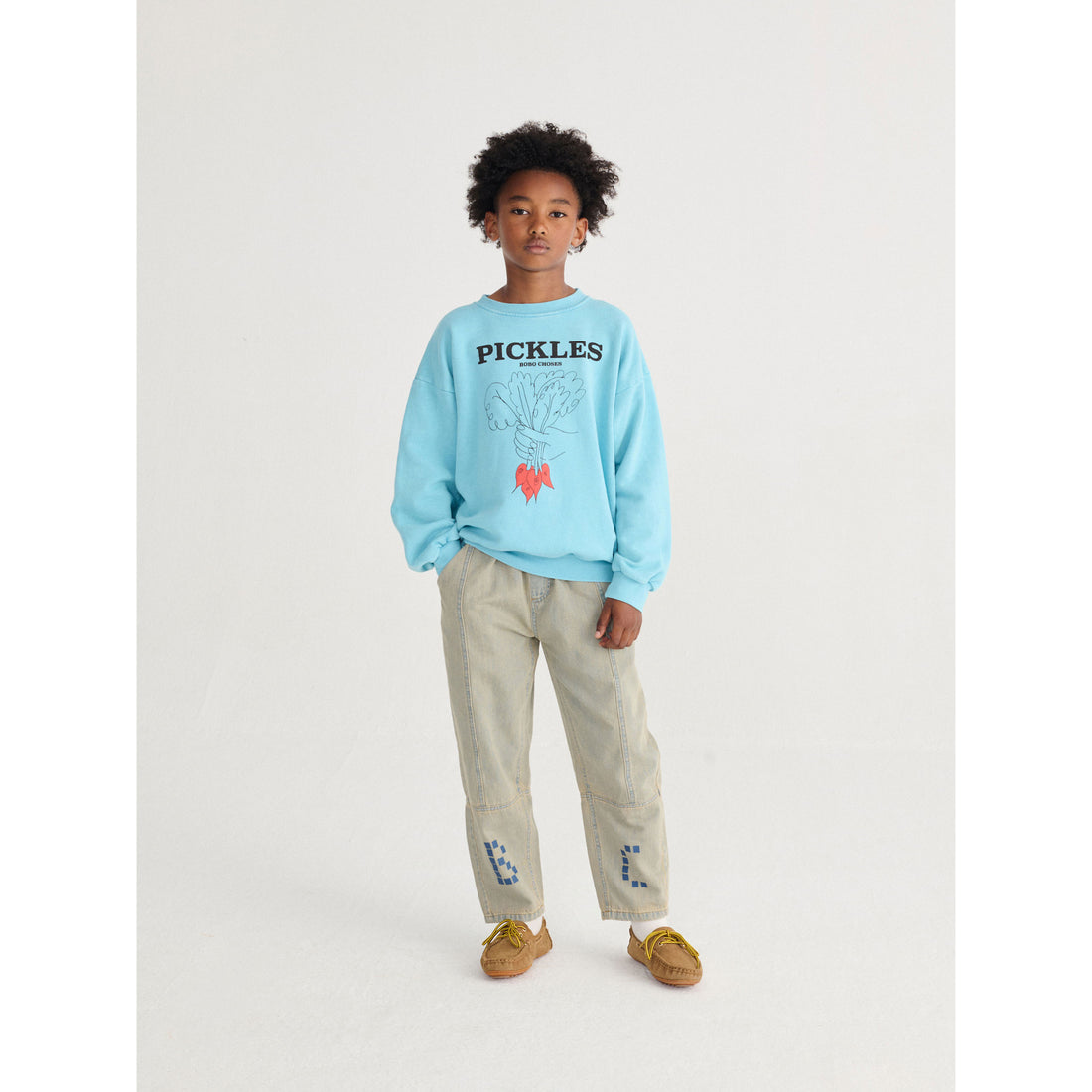 Bobo Choses Light Blue Vegetables Sweatshirt