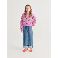 Bobo Choses Purple Tangerine All Over Cropped Sweatshirt