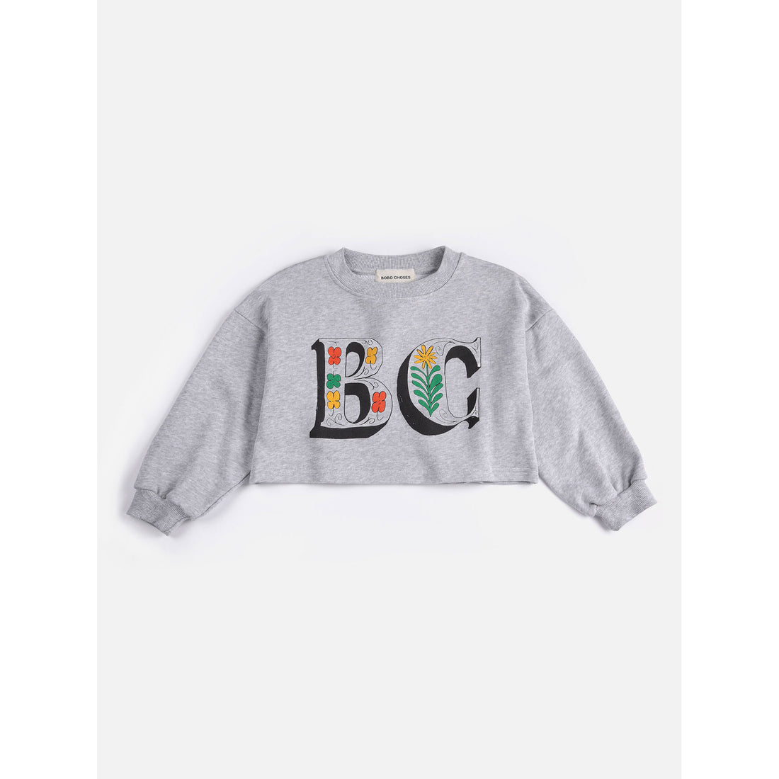 Bobo Choses Heather Grey Spring Letters Cropped Sweatshirt