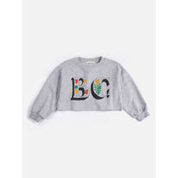 Bobo Choses Heather Grey Spring Letters Cropped Sweatshirt