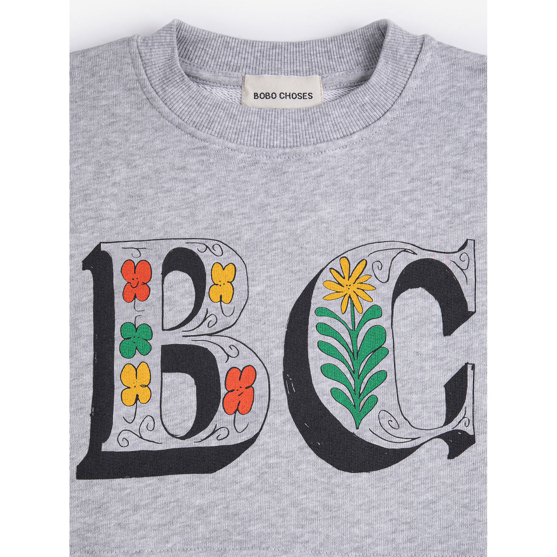 Bobo Choses Heather Grey Spring Letters Cropped Sweatshirt