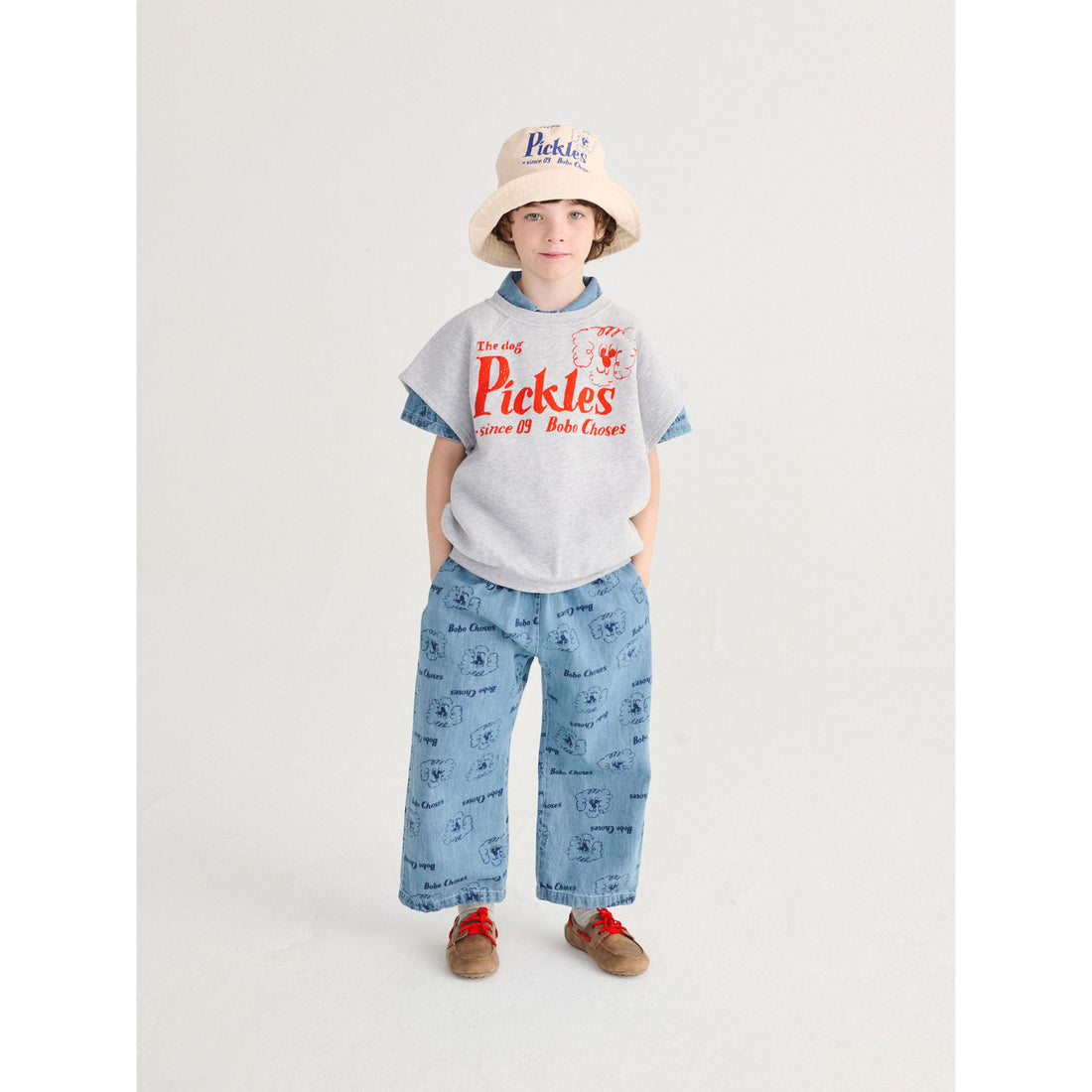 Bobo Choses Heather Grey Dog Sleeveless Sweatshirt