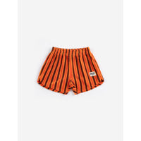 Bobo Choses Orange Striped Brick Terry Cloth Shorts
