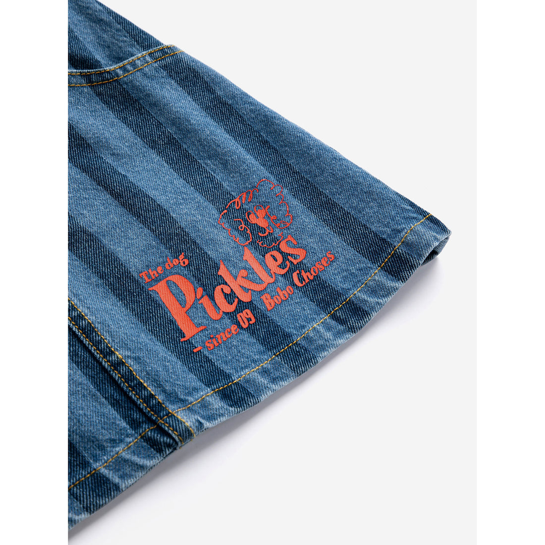 Bobo Choses Navy Blue Dog Striped Denim Skirt