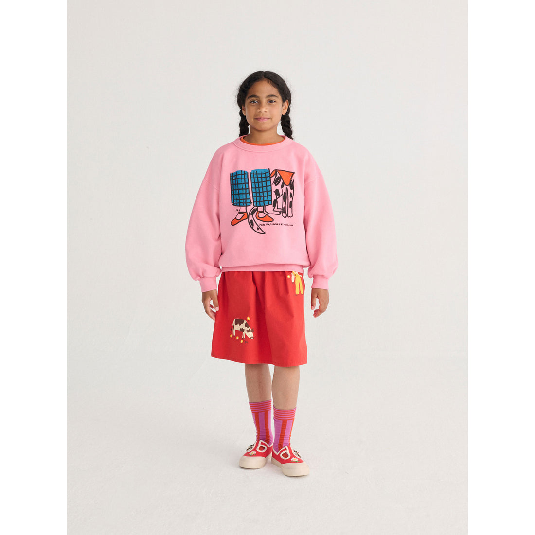 Bobo Choses Red Farm Adventure Woven Midi Skirt