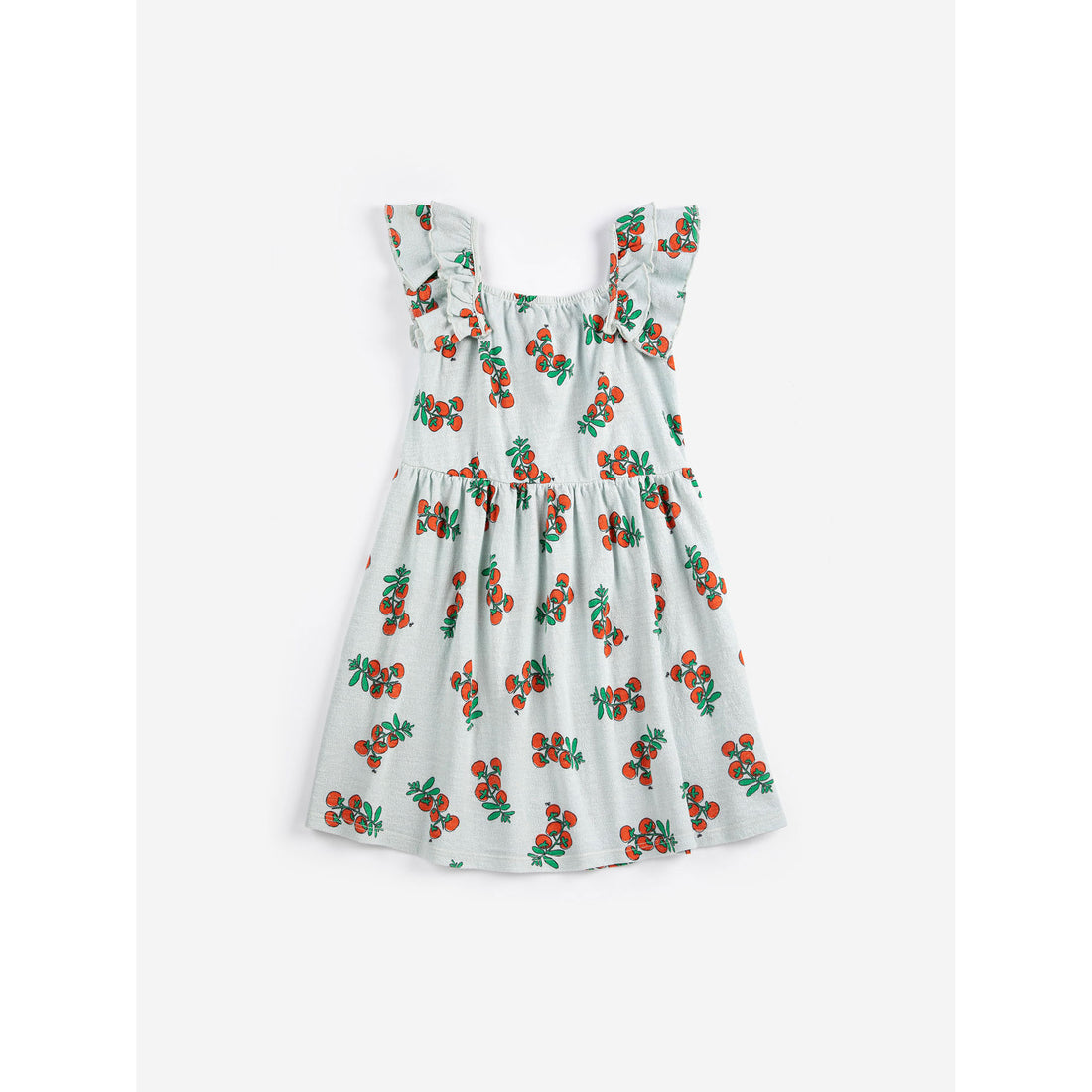 Bobo Choses Light Blue Tomatoes All Over Ruffled Dress