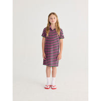 Bobo Choses Purple Striped Terry Cloth Polo Dress