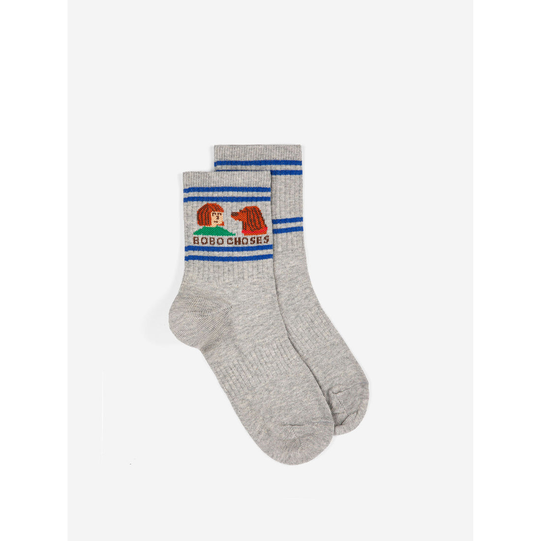 Bobo Choses Heather Grey Friends In A Pickle Short Socks