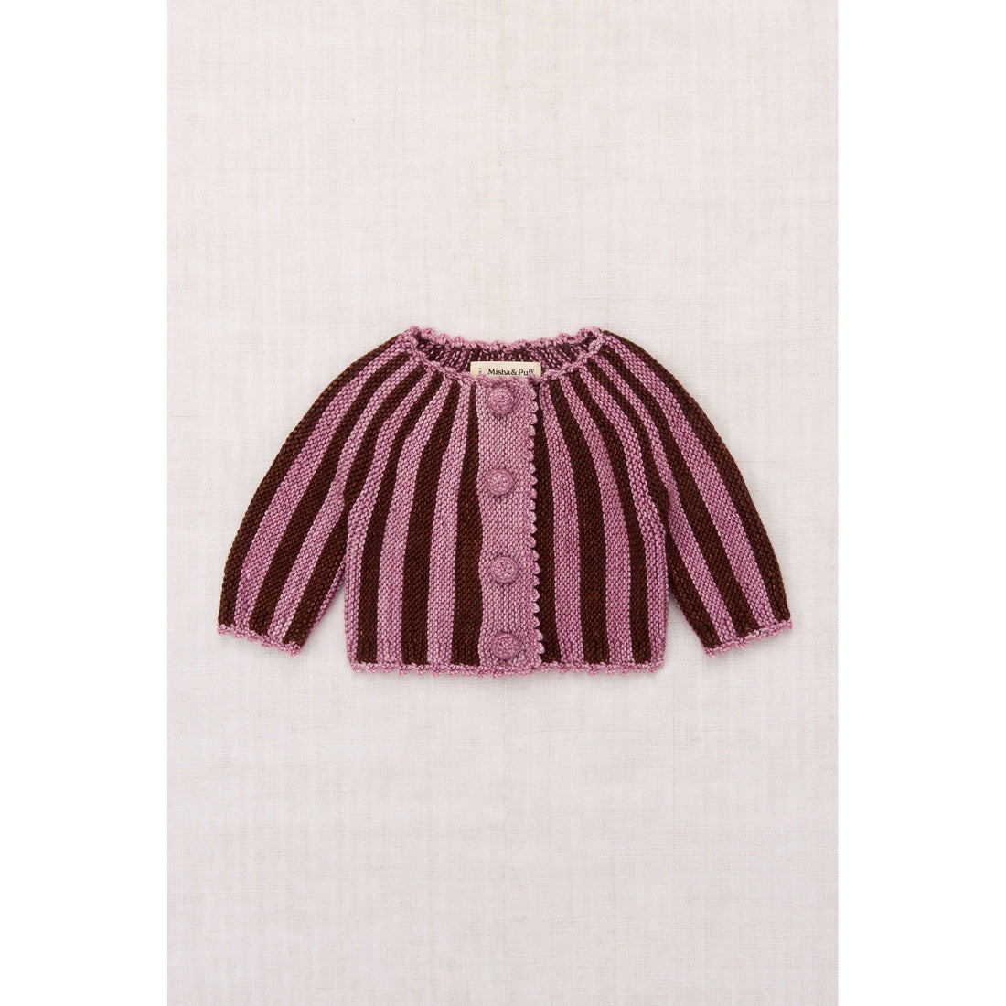 Misha and Puff Antique Rose Baby Circus Stripe Cardigan