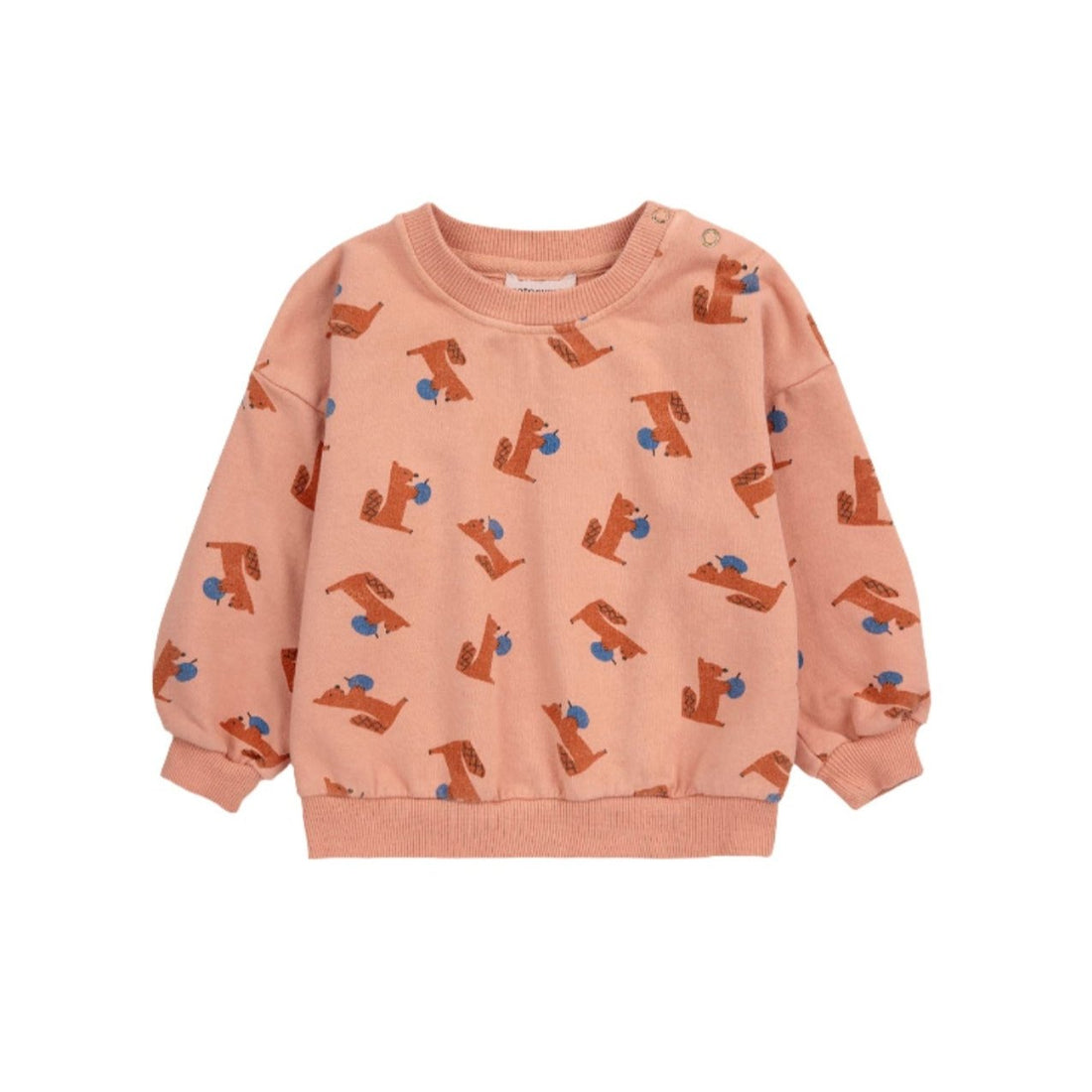 Bobo Choses Light Brown Hungry Squirrel Allover Baby Sweatshirt