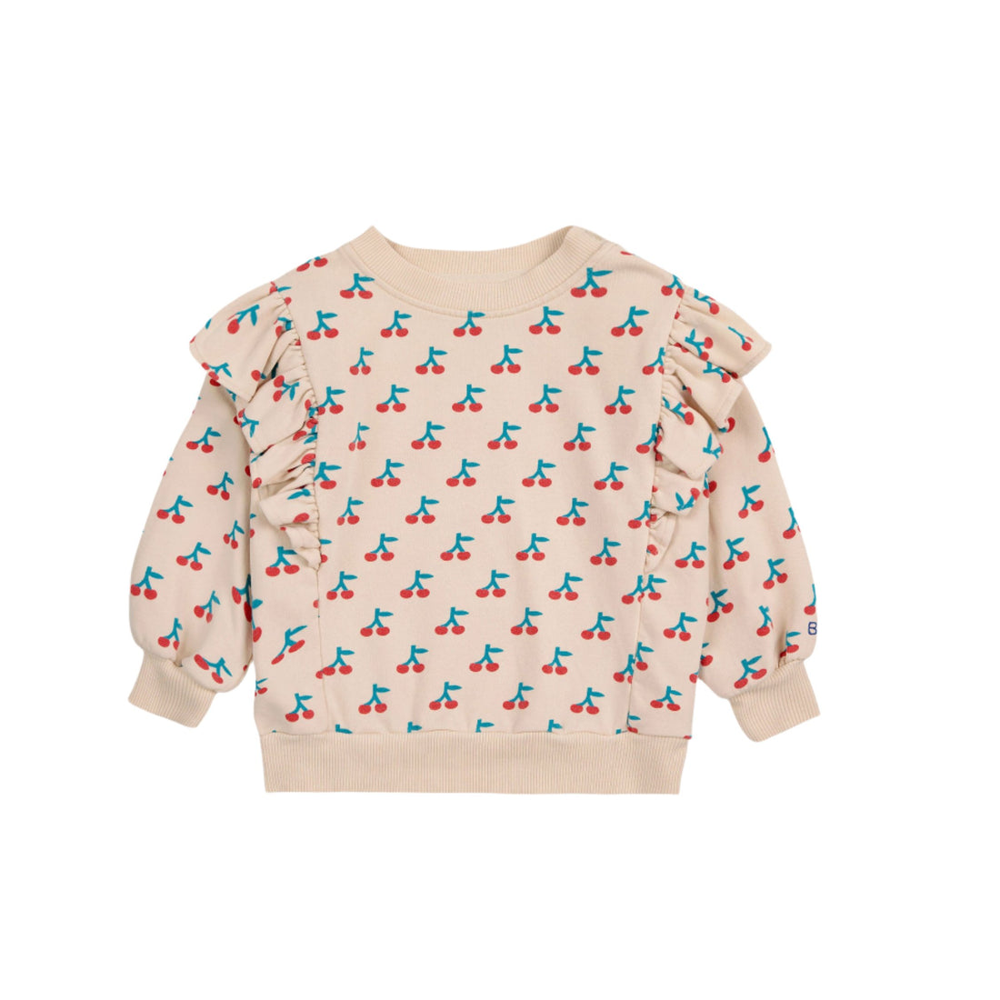 Bobo Choses White Cherry Allover Ruffle Baby Sweatshirt