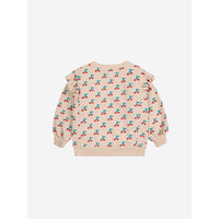 Bobo Choses White Cherry Allover Ruffle Baby Sweatshirt