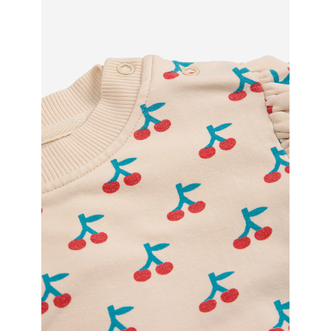 Bobo Choses White Cherry Allover Ruffle Baby Sweatshirt