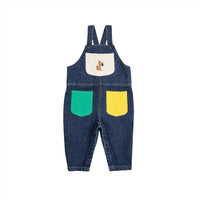 Bobo Choses Navy Blue Hungry Squirrel Denim Baby Dungaree