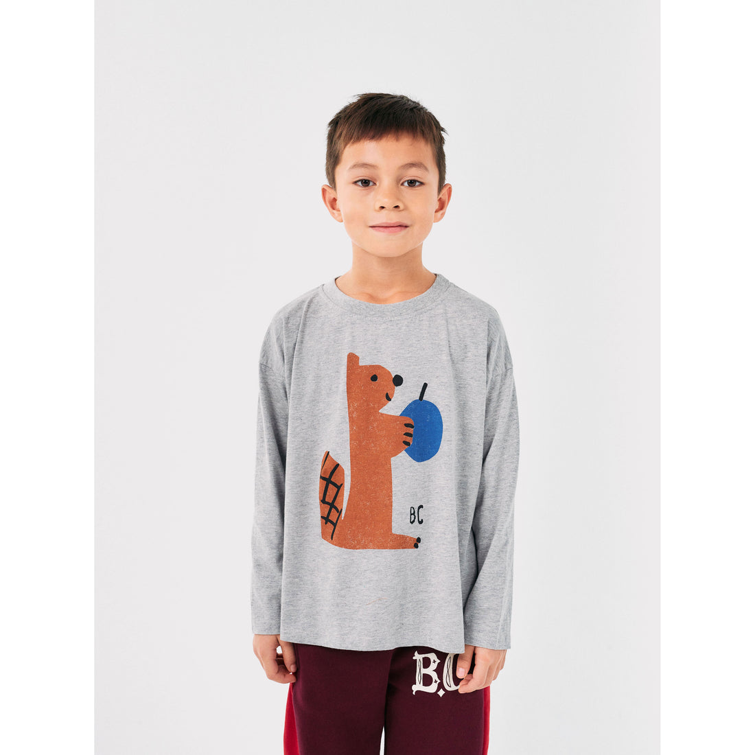 Bobo Choses Light Heather Hungry Squirrel T-Shirt