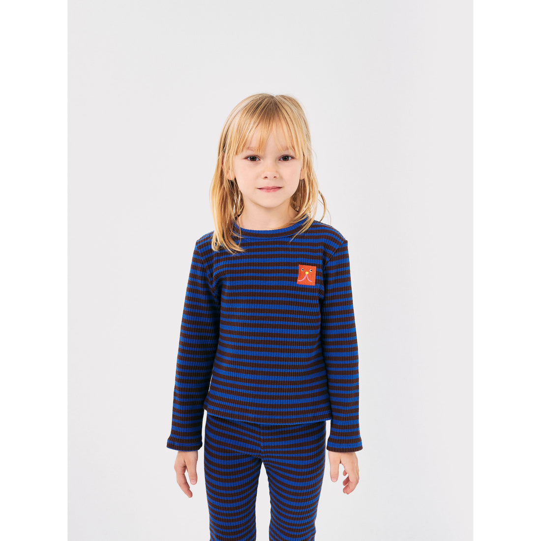 Bobo Choses Dark Brown Funny Face Embroidery T-Shirt