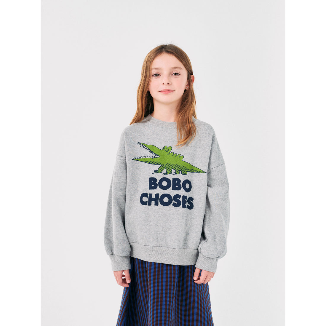 Bobo Choses Light Heather Talking Crocodile Sweatshirt