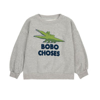 Bobo Choses Light Heather Talking Crocodile Sweatshirt