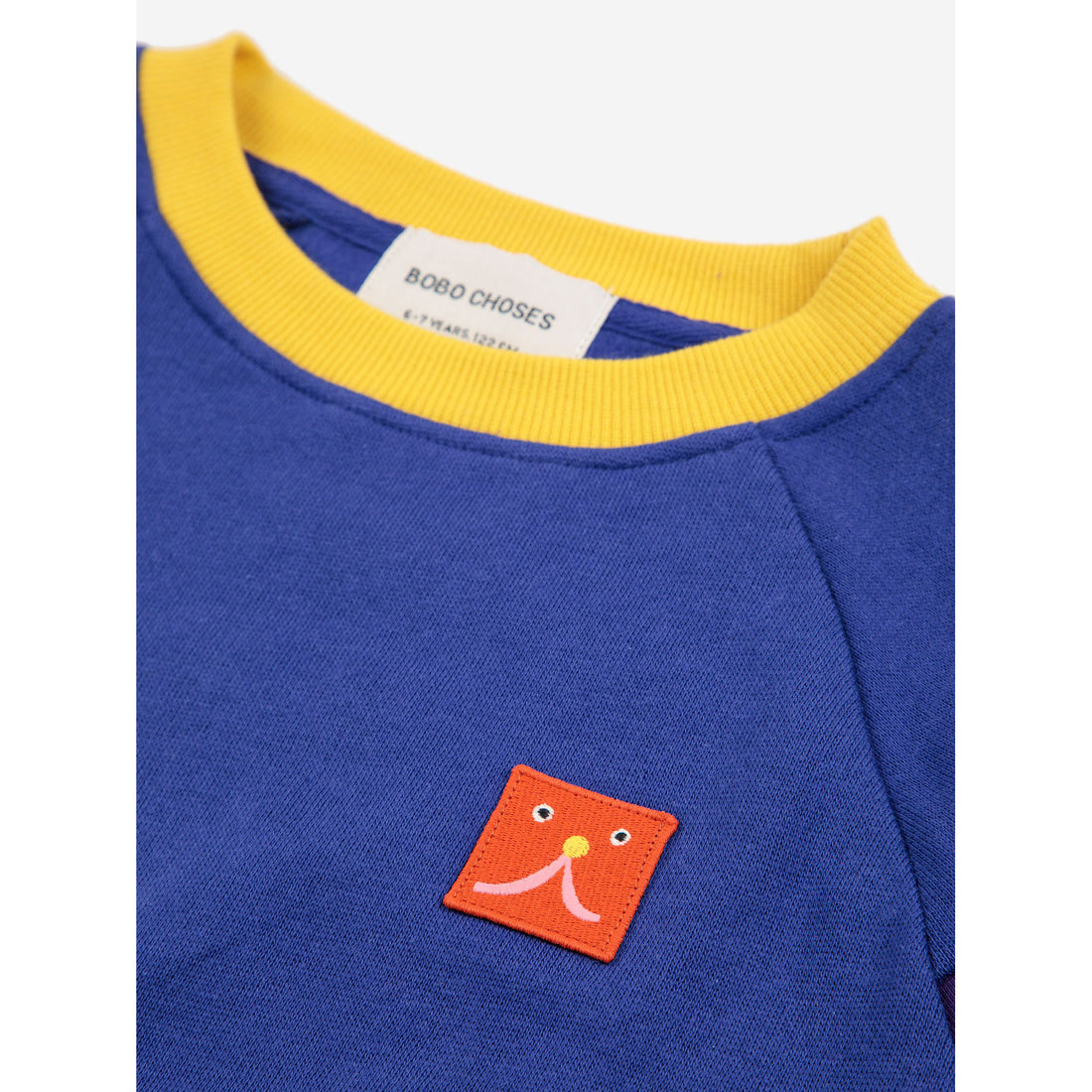 Bobo Choses Blue Funny Face Patch Ranglan Sleeve Sweatshirt