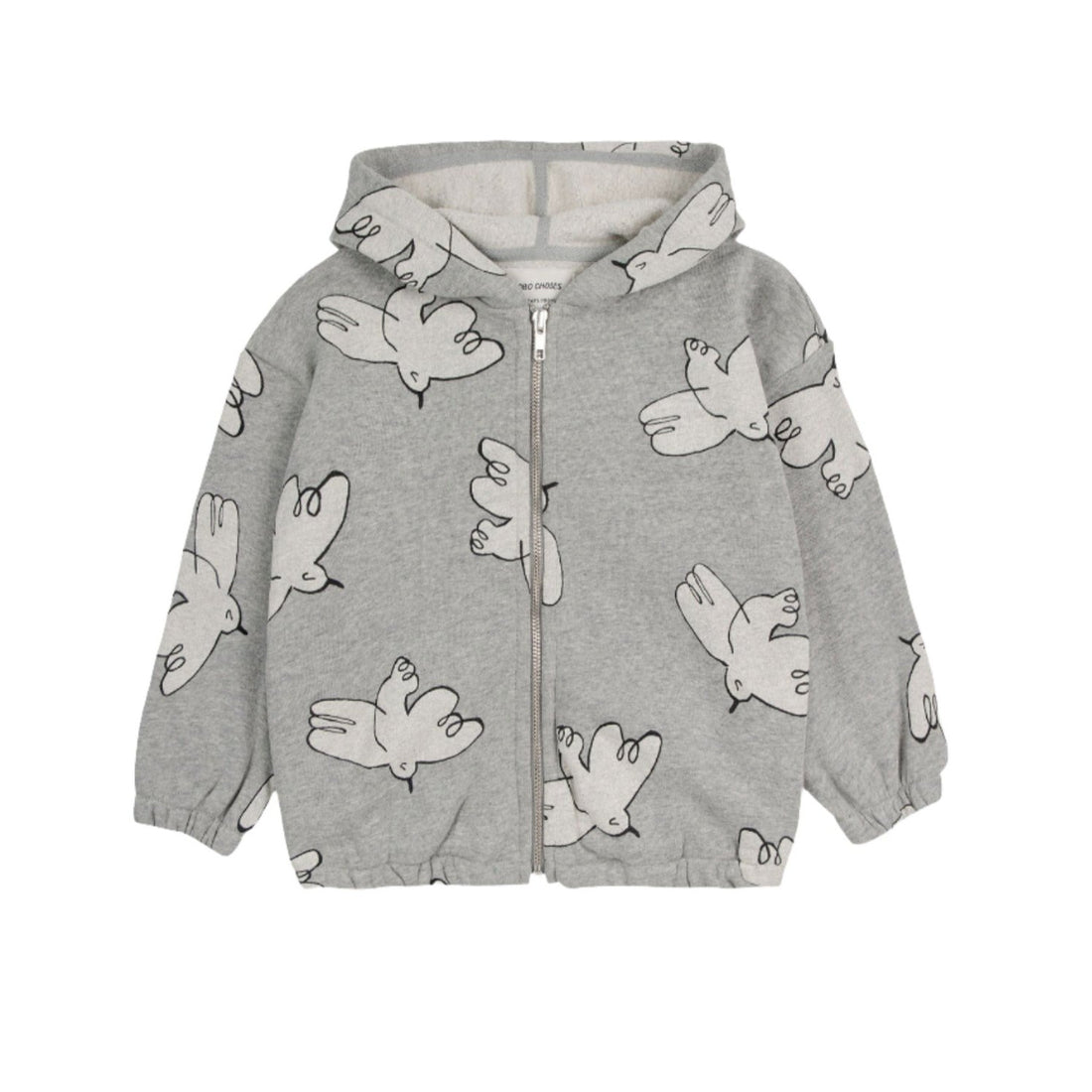 Bobo Choses Light Heather Freedom Bird Allover Zipped Hoodie