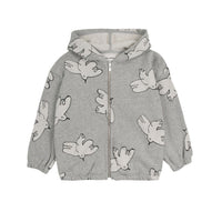 Bobo Choses Light Heather Freedom Bird Allover Zipped Hoodie