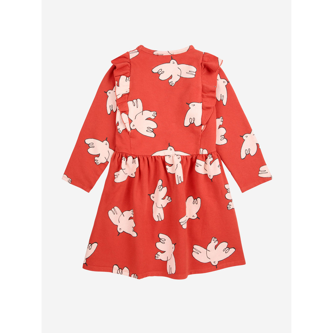 Bobo Choses Red Freedom Bird Allover Ruffle Dress