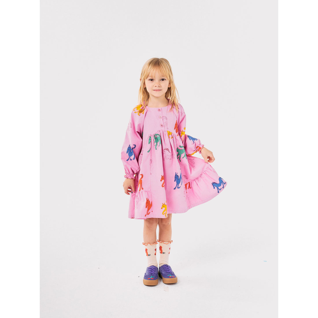 Bobo Choses Pink Wonder Horse Allover Woven Dress