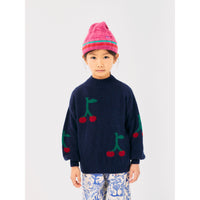 Bobo Choses Navy Blue Bobo Cherry Allover Sweater