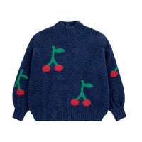 Bobo Choses Navy Blue Bobo Cherry Allover Sweater