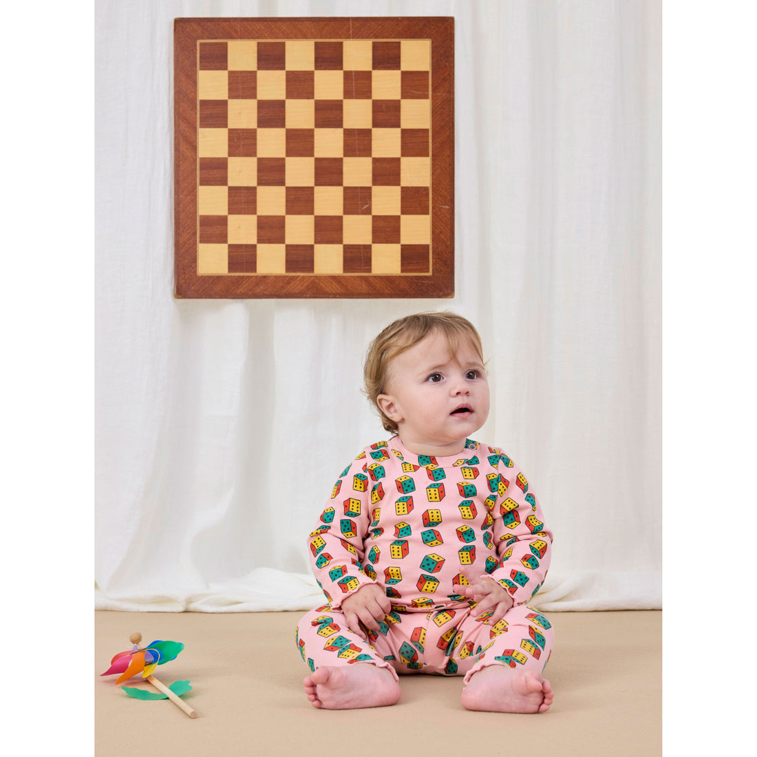 Bobo Choses Pink Dices All Over Baby T-Shirt