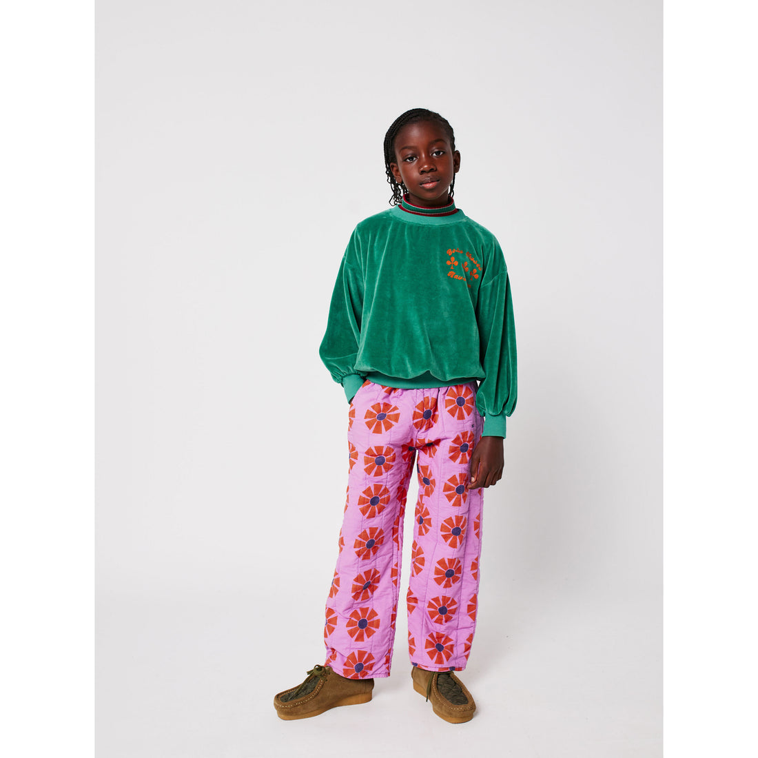 Bobo Choses Green Have Fun Velvet Sweatshirt