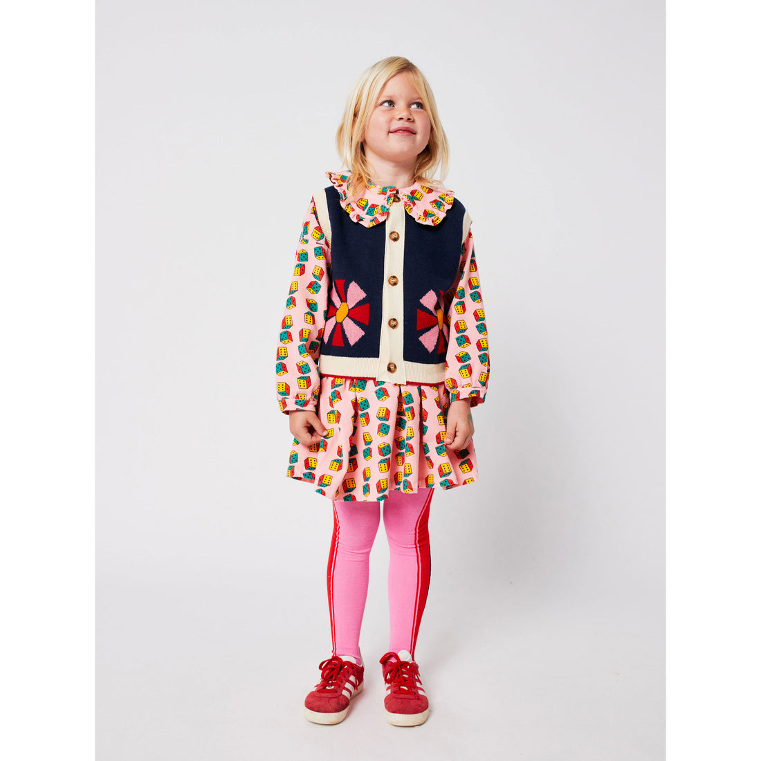 Bobo Choses Pink Dices All Over Mini Corduroy Skirt