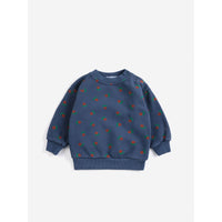 Bobo Choses Navy Blue Stamp Bloom Baby Sweatshirt