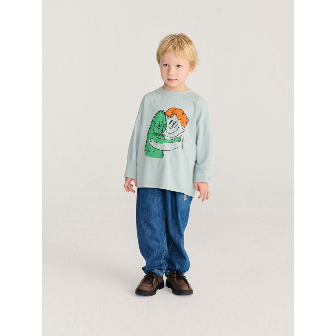 Bobo Choses Light Blue Hug Hairy Monster T-Shirt