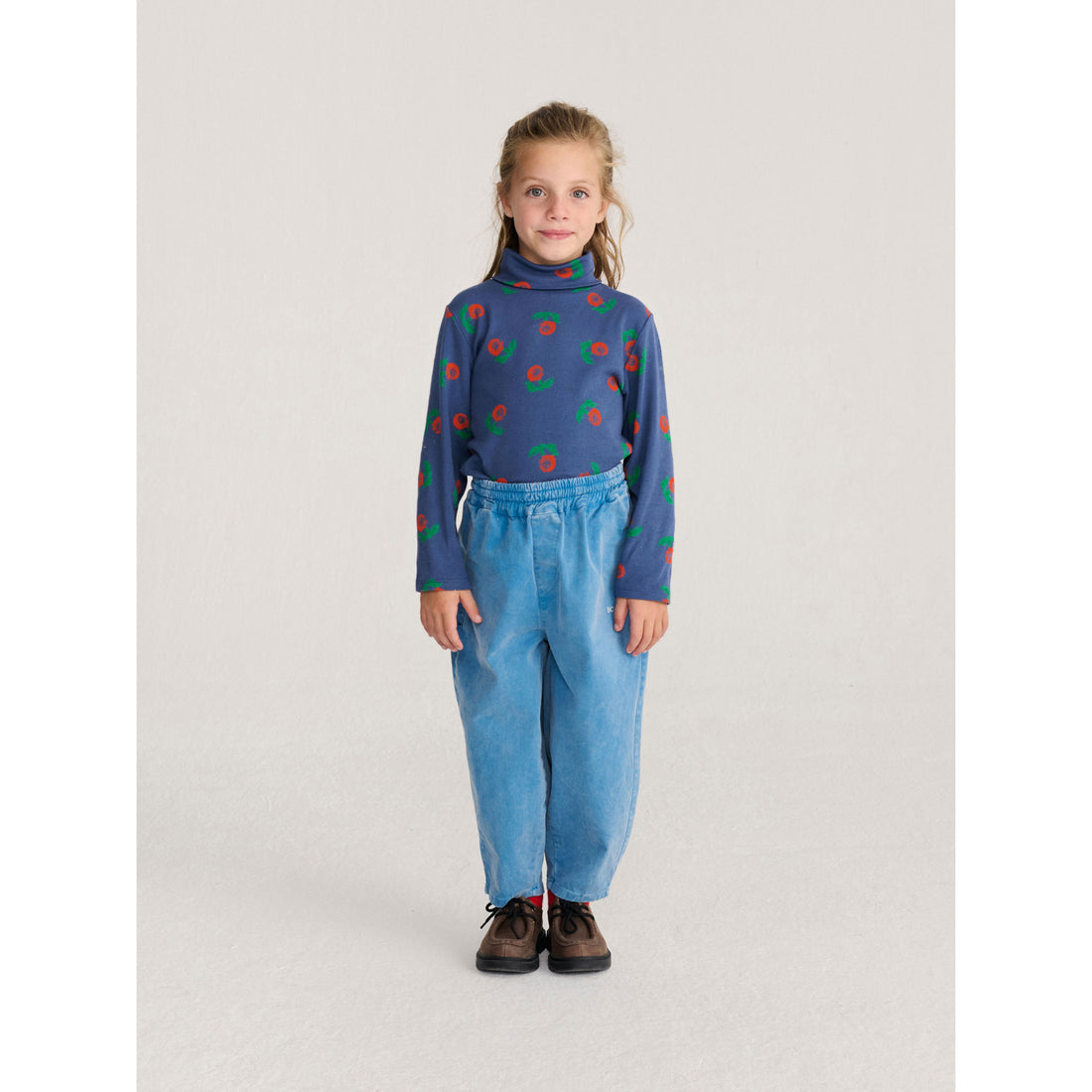 Bobo Choses Navy Blue Stamp Bloom Turtleneck