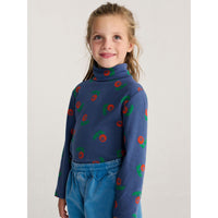 Bobo Choses Navy Blue Stamp Bloom Turtleneck