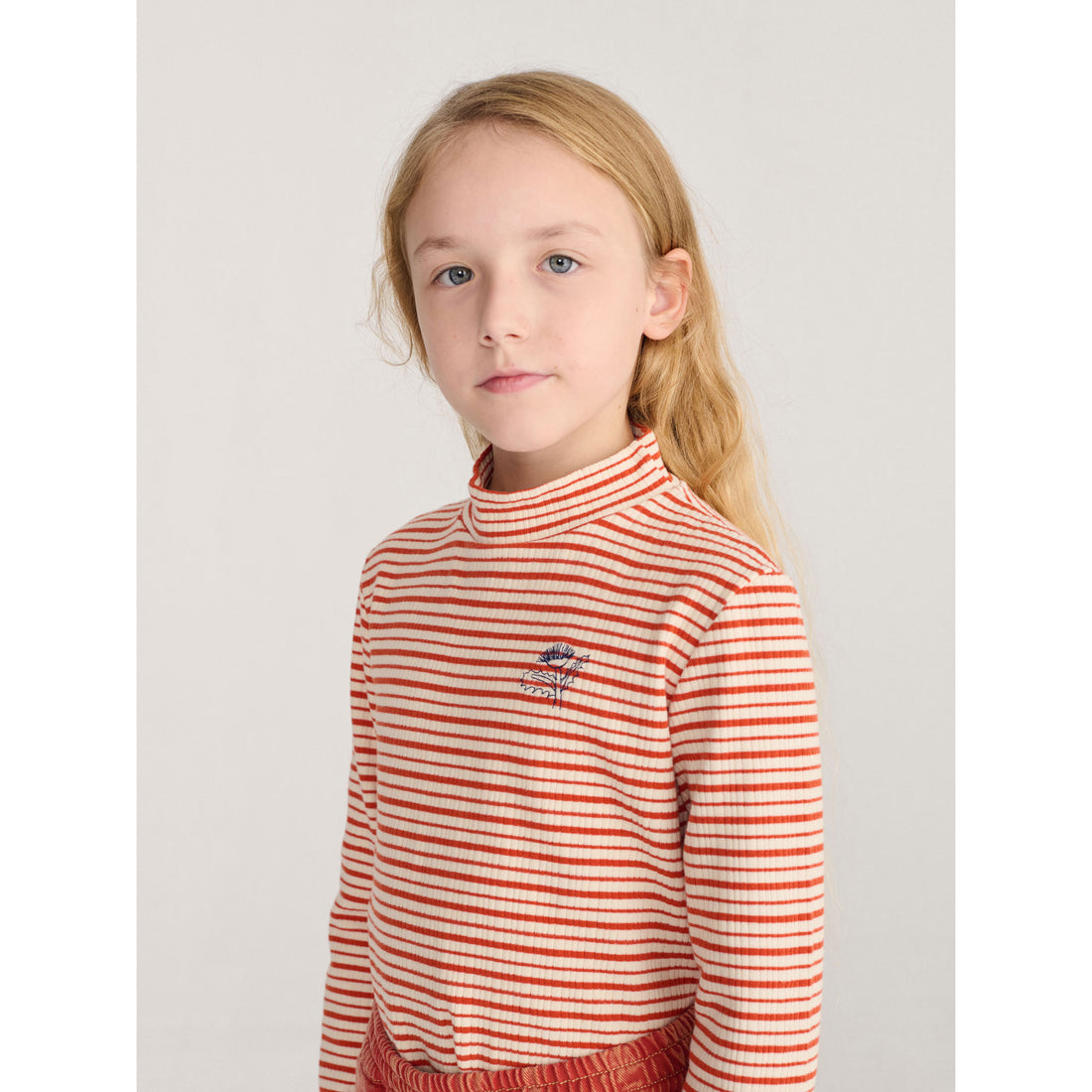 Bobo Choses Off-White Energy Flower Stripes Turtleneck