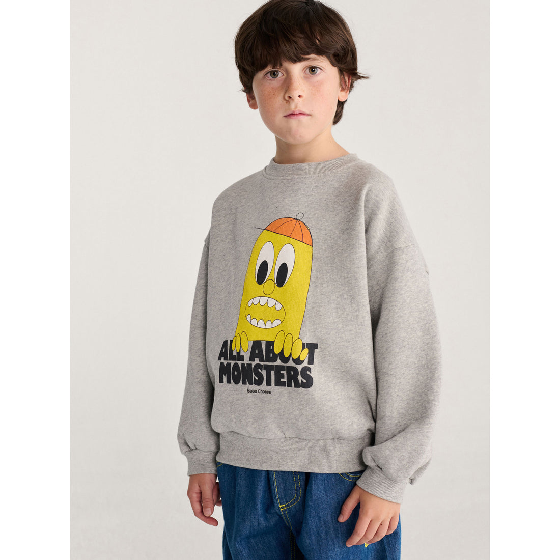 Bobo Choses Light Heather Grey Bigtooth Lemon Sweatshirt