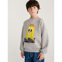 Bobo Choses Light Heather Grey Bigtooth Lemon Sweatshirt