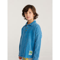 Bobo Choses Light Blue Beast Tag Polo Sweatshirt