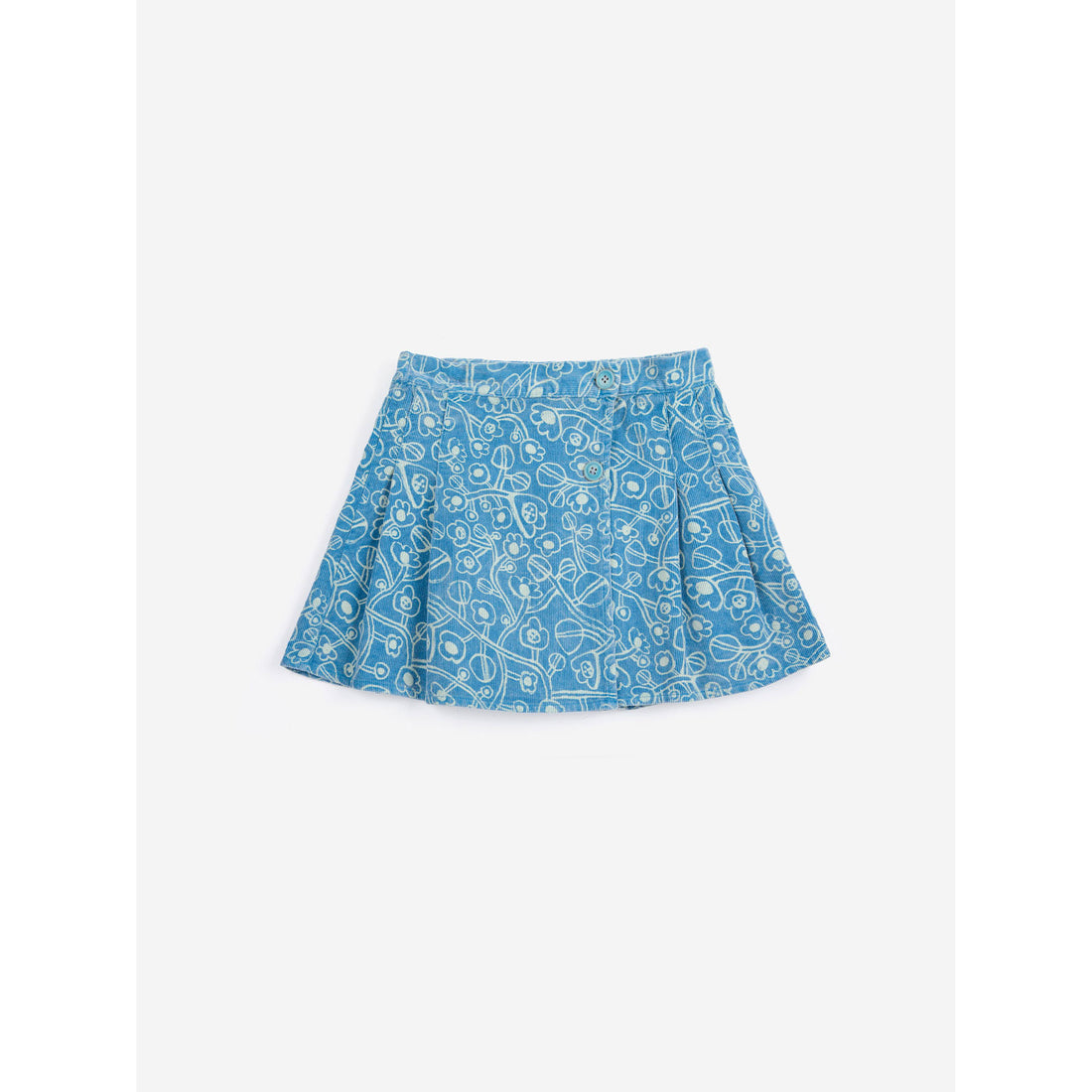 Bobo Choses Blue Sketchy Flowers Corduroy Skirt