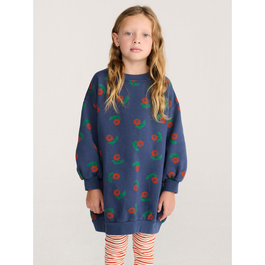 Bobo Choses Navy Blue Stamp Bloom All Over  Dress