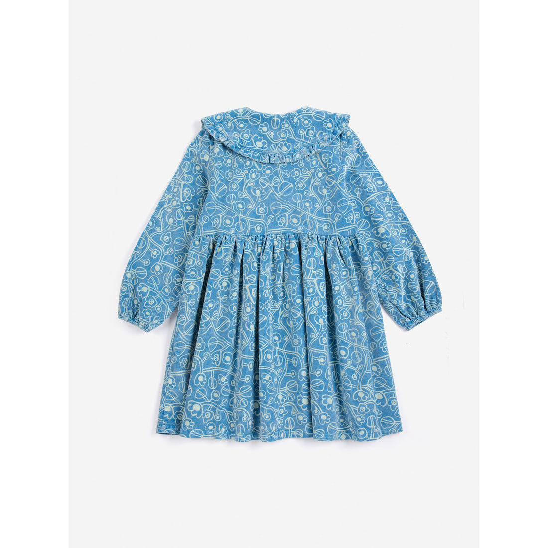Bobo Choses Blue Sketchy Flowers Corduroy Dress