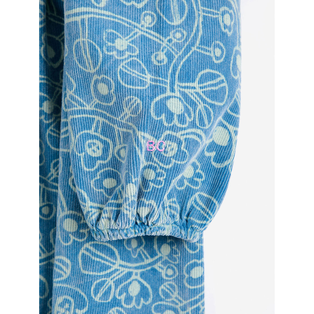 Bobo Choses Blue Sketchy Flowers Corduroy Dress