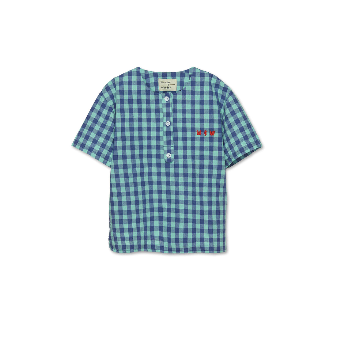 Wander and Wonder  Sky Check Henley Shirt